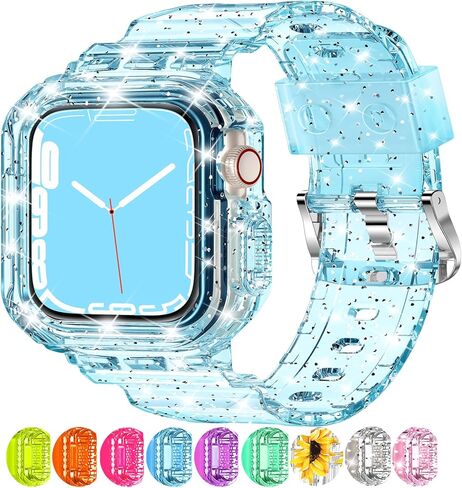 XYF متوافق مع أساور ساعة Apple الشفافة، 45 مم 44 مم 42 مم 41 مم 40 مم 38 مم حافظة ممتصة للصدمات للرجال والنساء جيلي سبورت حافظة لساعة iWatch Ultra 2/1 Series 9 8 7 SE/6 5 4 3 2 1 in Kuwait