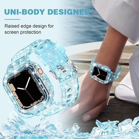 XYF متوافق مع أساور ساعة Apple الشفافة، 45 مم 44 مم 42 مم 41 مم 40 مم 38 مم حافظة ممتصة للصدمات للرجال والنساء جيلي سبورت حافظة لساعة iWatch Ultra 2/1 Series 9 8 7 SE/6 5 4 3 2 1 in Kuwait