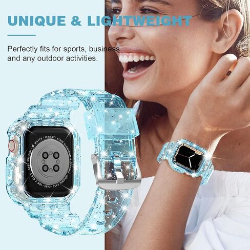 XYF متوافق مع أساور ساعة Apple الشفافة، 45 مم 44 مم 42 مم 41 مم 40 مم 38 مم حافظة ممتصة للصدمات للرجال والنساء جيلي سبورت حافظة لساعة iWatch Ultra 2/1 Series 9 8 7 SE/6 5 4 3 2 1 in Kuwait