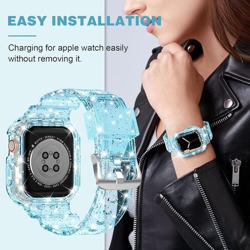 XYF متوافق مع أساور ساعة Apple الشفافة، 45 مم 44 مم 42 مم 41 مم 40 مم 38 مم حافظة ممتصة للصدمات للرجال والنساء جيلي سبورت حافظة لساعة iWatch Ultra 2/1 Series 9 8 7 SE/6 5 4 3 2 1 in Kuwait