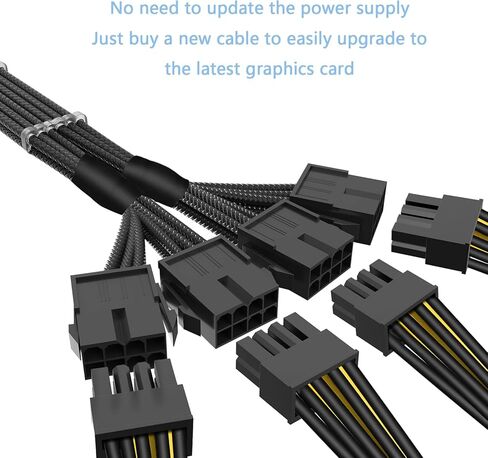 SYBECHATF RTX 4090 4080 4070TI 16Pin(12+4) to 4x8Pin PCI-E 5.0 Sleeved Extension Cable,12Pin to 4x8Pin Compatible 4090 4080 4070TI Series and RTX3090ti,14inch with Cable Combs (16AWG/Black) in Kuwait