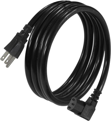 1FT Right Angle Computer Power Cord - NEMA 5-15 Plug to IEC C13 Power Cord,Universal PC Power Supply Cord, 16AWG, Black C13 3 Prong Angled AC Cord for PC Monitor/TV in Kuwait