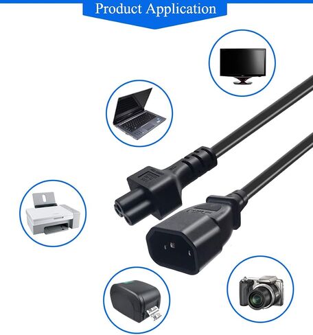 Toptekits C14 to C5 Power Plug Cable,IEC 320 C14 Male to C5 Female Adapter Cable(1ft) in Kuwait