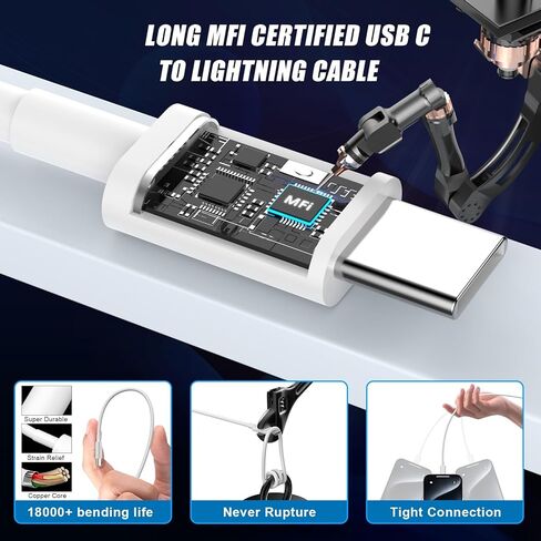 [معتمد من MFi] شاحن سيارة سريع لجهاز iPhone 15، محول شاحن سيارة سريع USB C مزدوج بقدرة 40 وات + 2 كابل USB C + شاحن PD بقدرة 20 وات لشاحن iPhone سريع الشحن لهاتف iPhone 15/15 Plus/15 Pro/15 Pro Max، iPad Pro in Kuwait