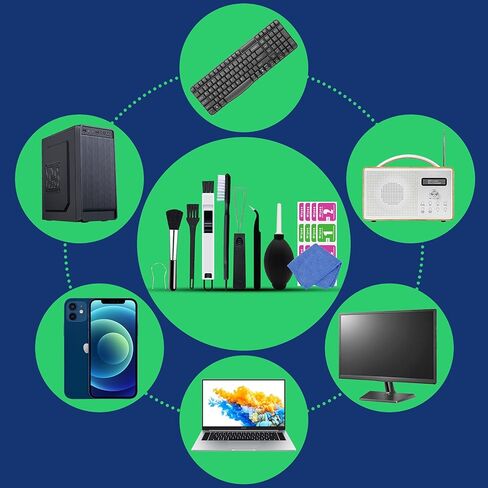 (مجموعة من 10) مجموعة متينة لتنظيف لوحة المفاتيح، كمبيوتر محمول إلكترونيات منظف فرشاة تنظيف صغيرة وطقم مسح in Kuwait