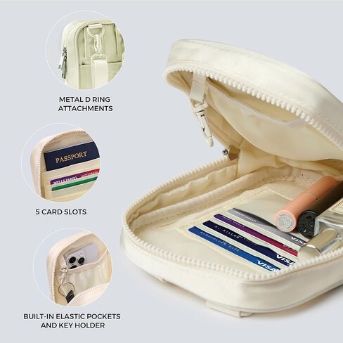 حقيبة كروس بودي من Uselike للنساء للسفر، حقيبة ظهر فاني متعددة الأوضاع مع شريطين قابلين للتعديل 1.5 لتر (كاكي فاتح) in Kuwait