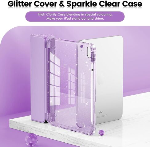 INFILAND Glitter Case for iPad A16 11th/10th Generation 11/10.9 Inch | 2025/2022 Sparkly Clear Cute Protective Cover Back with Pencil Holder For Kids Girls Rose Pink in Kuwait