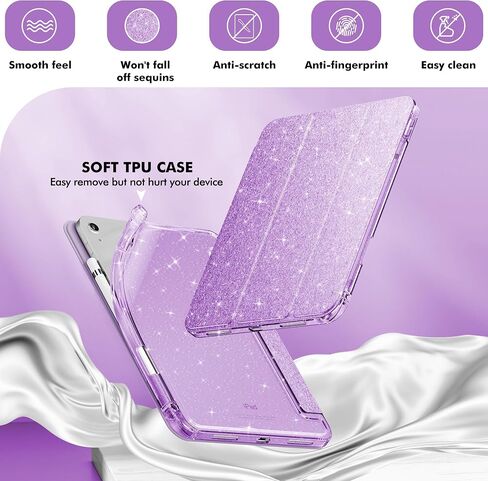 INFILAND Glitter Case for iPad A16 11th/10th Generation 11/10.9 Inch | 2025/2022 Sparkly Clear Cute Protective Cover Back with Pencil Holder For Kids Girls Rose Pink in Kuwait