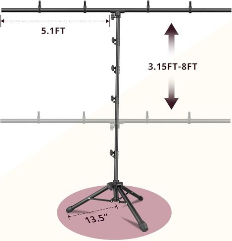 اورداي حامل خلفية محمول على شكل حرف T مقاس 8×5 قدم، نظام دعم قابل للتعديل، حامل خلفية متين للحفلات وحفلات الزفاف والتصوير الفوتوغرافي واستوديو الفيديو in Kuwait