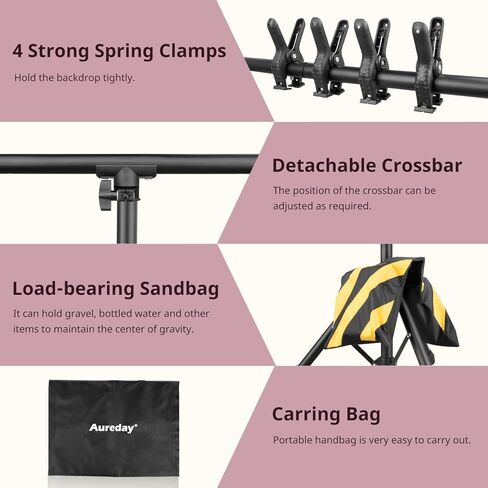 اورداي حامل خلفية محمول على شكل حرف T مقاس 8×5 قدم، نظام دعم قابل للتعديل، حامل خلفية متين للحفلات وحفلات الزفاف والتصوير الفوتوغرافي واستوديو الفيديو in Kuwait