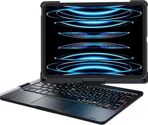 حافظة لوحة مفاتيح edaiser iPad Air الجيل الخامس 4th 10.9 بوصة وiPad Pro 11 4th 3rd 2nd Gen 2022 غطاء لوحة مفاتيح دوارة Smart Touch Folio مع لوحة تتبع بلوتوث حامل قلم رصاص بإضاءة خلفية، رمادي معدني in Kuwait