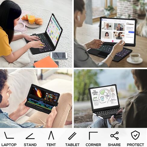 حافظة لوحة مفاتيح edaiser iPad Air الجيل الخامس 4th 10.9 بوصة وiPad Pro 11 4th 3rd 2nd Gen 2022 غطاء لوحة مفاتيح دوارة Smart Touch Folio مع لوحة تتبع بلوتوث حامل قلم رصاص بإضاءة خلفية، رمادي معدني in Kuwait