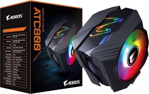 جيجابايت مبرد وحدة المعالجة المركزية ATC800 من اوروس بوظائف RGB الذكية، مراوح مزدوجة 120 ملم محسنة لتدفق الهواء العالي، 6 اضعاف انابيب حرارية نحاسية عالية الاداء، اقصى مساحة للسطح، تقنية اللمس المباشر in Saudi Arabia
