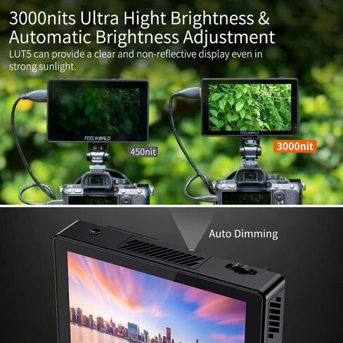 FEELWORLD 1600Nit 4k Ultra Bright Camera Video Monitor 5.5 Inch HDMI Touch Screen DSLR Field Monitor 1920x1200 IPS F970 External Power and Install Kit in Saudi Arabia