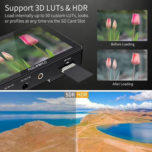 FEELWORLD 1600Nit 4k Ultra Bright Camera Video Monitor 5.5 Inch HDMI Touch Screen DSLR Field Monitor 1920x1200 IPS F970 External Power and Install Kit in Saudi Arabia