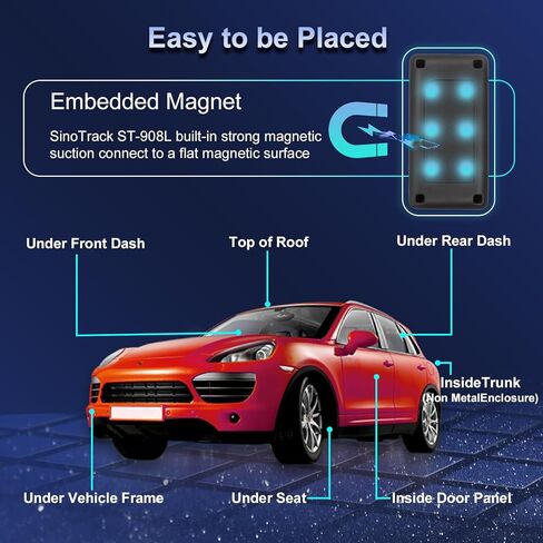 SinoTrack 4G GPS Tracker جهاز تعقب GPS مغناطيسي للمركبة في الوقت الحقيقي تنبيه مخفي GPS محدد عمر بطارية قوي مع زر SOS جهاز موقع مقاوم للماء لجميع السيارات والدراجات النارية والشاحنات ST-908L in Kuwait