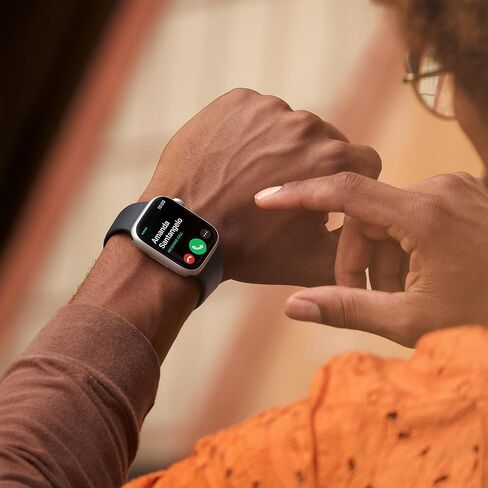 Apple Watch Series 8 (نظام تحديد المواقع + شبكة خلوية، 45 ملم) هيكل من الفولاذ المقاوم للصدأ بلون جرافيت مع حزام رياضي منتصف الليل، M/L (تم تجديد Premium) in Kuwait
