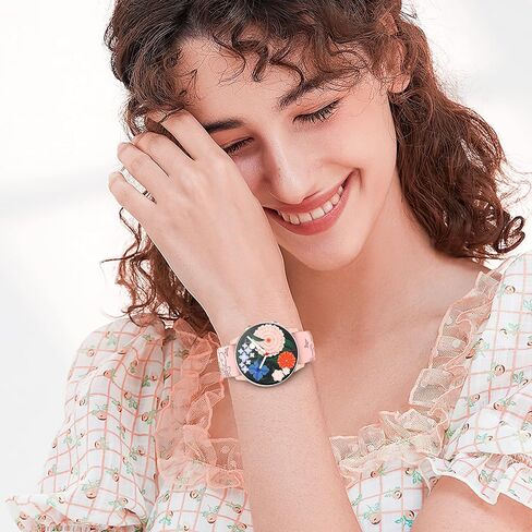 SuperNaNa Floral Design 3 Pack Samsung Galaxy Watch Bands for Women, Elegant Butterfly and Wildflower Engravings, 20mm Width, Quick Release, Soft Silicone in Kuwait