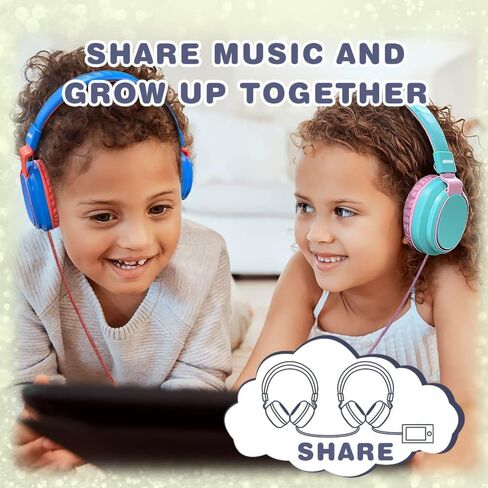 Wired Kids Headphones for School with Cord Mic,Safe Volume Limit 85/94dB | Adjustable Headband Foldable Over-Ear Lightweight for Toddler Girls Boys Travel/Tablet/iPad,HD Stereo Sound,3.5mm,Pink in Kuwait