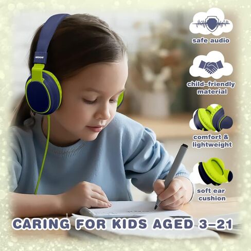 Wired Kids Headphones for School with Cord Mic,Safe Volume Limit 85/94dB | Adjustable Headband Foldable Over-Ear Lightweight for Toddler Girls Boys Travel/Tablet/iPad,HD Stereo Sound,3.5mm,Pink in Kuwait