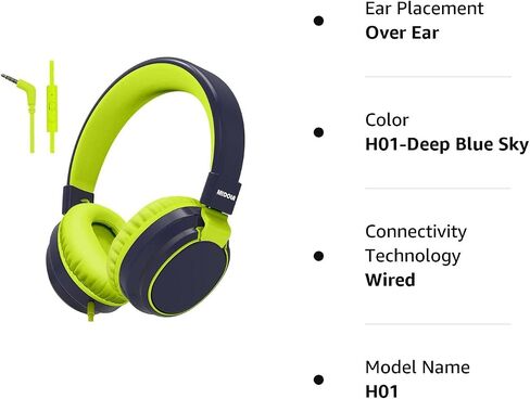 Wired Kids Headphones for School with Cord Mic,Safe Volume Limit 85/94dB | Adjustable Headband Foldable Over-Ear Lightweight for Toddler Girls Boys Travel/Tablet/iPad,HD Stereo Sound,3.5mm,Pink in Kuwait
