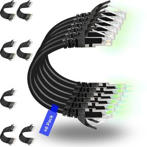 Rapink Patch Cables Cat6 1ft (24 Pack), Ethernet Patch Cable 10G, Cat 6 Patch Cable for Patch Panel to Switch, Flexiable Cat 6 Ethernet Cable with Gold Plated Blue in Kuwait