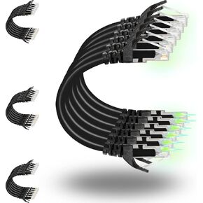 كابلات تصحيح Rapink Cat6 بطول 1 قدم (48 حزمة)، وكابل تصحيح إيثرنت 10 جيجا، وكابل تصحيح Cat 6 للوحة التصحيح للتبديل، وكابل إيثرنت Cat 6 المرن باللون الأسود المطلي بالذهب in Kuwait