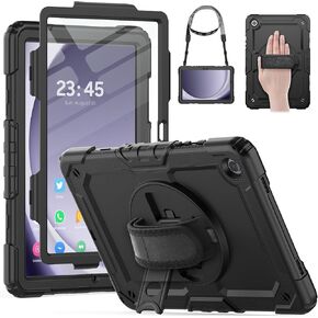 حافظة HXCASEAC لهاتف Samsung Galaxy Tab S6 Lite مقاس 10.4 بوصة 2022/2020 مع واقي شاشة/ حامل حزام يد دوار/ حامل قلم، حافظة مقاومة للصدمات لجهاز Galaxy Tab S6 lite (SM-P610/P613/P615/P619)، أسود in Kuwait