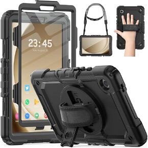 HXCASEAC Case for Samsung Galaxy Tab A9+ Plus / A11+ Plus 11 Inch, Protective with Screen Protector/Hand Strap/Pen Holder, Shockproof for Samsung A9 Plus Tablet Case SM-X210 SM-X218 SM-X230 - Black in Kuwait