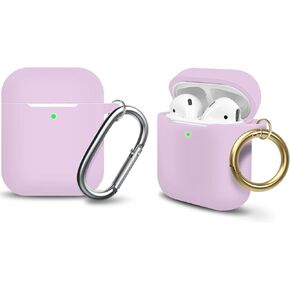 MOLOPPO Case Cover Compatible with AirPods, Soft Silicone Protective Cover with Keychain for Women Men Compatible with Apple AirPods 2nd 1st Generation Charging Case, Front LED Visible- Milk Tea