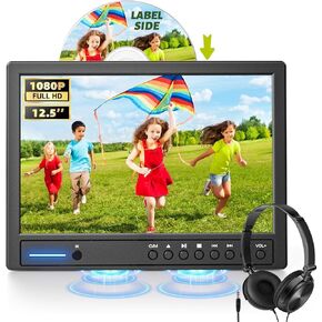 ارافونا مشغل دي في دي محمول للسيارة 12.5 انش مع سماعة رأس، مشغل دي في دي للسيارة مع حامل مسند الرأس، قرص من نوع الشفط، يدعم فيديو 1080P، مدخل HDMI، مدخل ومخرج ايه في، قارئ بطاقة USB/SD، ذاكرة اخر in Kuwait