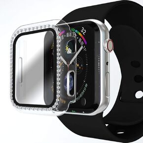 Xinidc Compatible for Apple Watch 40mm Series 4/5/6/SE Cover Built-in Tempered Glass Screen Protector,Bling Crystal Diamond Rhinestone Hard PC Protective Case for iwatch (Colorful, 40mm)