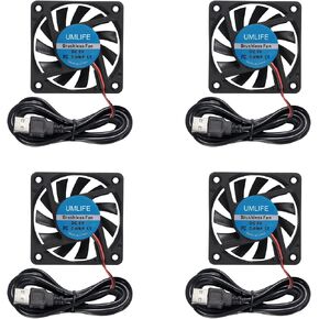 UMLIFE 60mm Fan, 4-Pack 5Volt 0.18A USB 60x60x10mm 6010 Brushless DC Computer CPU Heat Sink Cooling Cooler Fan 60mm x 10mm in Kuwait