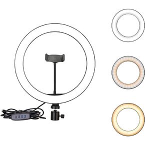 Ring Light OEBLD Dimmable with 3 Light Modes & 10 Brightness Level 360° Rotae LED Ring Fill Lights for Phone Live Stream Makeup YouTube Video Shooting (B(only 10'' Ring Light)) in Kuwait
