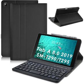 DETUOSI Wireless Bluetooth Keyboard Case for Samsung Galaxy Tab A 8.0" 2019 Model:SM-T290/T295/T297 Tablet,Multi-Angles Viewing Stand Protective Leather Shell Cover with Detachable Keyboard #Rose Gold