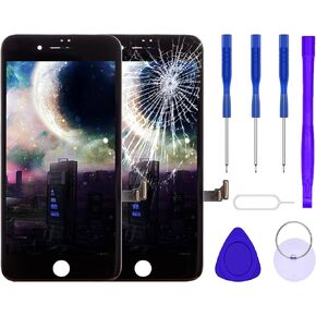 Compatible with iPhone 7 Plus 5.5 Inch 7+ Front Glass Retina HD LCD Digitizer Display Touch Screen Replacement Full Frame Complete Assembly Set with Repair Tools Kit in Black