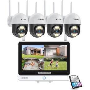 ZOSI 4K PoE Security Camera System with Person Vehicle Detection,8 Ports 16CH 8MP NVR with 2TB HDD,8pcs 4K Outdoor Indoor PoE IP Cameras,Night Vision,Spotlight Siren,2 Way Audio,for 24/7 Recording in Saudi Arabia