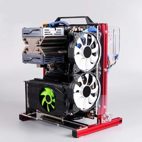 M ATX/ATX/ITX Motherboard Chassis DIY Set,Computer Aluminum Open Air Frame Chassis Case, Vertical Overclocking Open Aluminum Frame Chassis Rack,Good Heat Dissipation(Red) in Kuwait