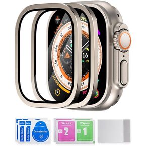 Nhoebwe Apple Watch Ultra Screen Protector 49mm، زجاج مقسى 9H + إطار من سبائك التيتانيوم، [حافظ على الأصل] [حساس للمس] طبقة زجاجية واقية خفيفة الوزن لـ iwatch Ultra 2 Pack، أسود (iwatch Ultra 49 مم، برتقالي) in Kuwait