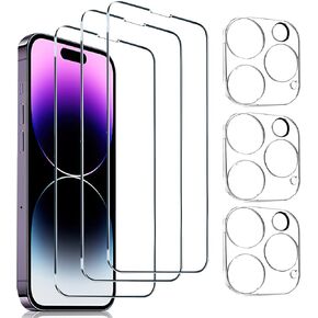Hlija 3PCS Rear Back Camera Lens Protector Tempered Glass for iPhone 14 Pro/ 14 Pro Max - HD Clear Full Coverage Guard