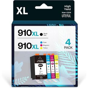 مجموعة خراطيش حبر 910XL متوافقة مع HP 910 XL تعمل مع HP OfficeJet 8010 8015 8018 8022 OfficeJet Pro 8020 8025 8028 8035 (أسود، سماوي، أرجواني، أصفر، 4 عبوات) in Kuwait