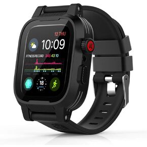 شيل بوكس كيهس ساعة ابل سيريز 3 و2 مقاومة للماء مقاس 42 ملم مع سوار سيليكون ناعم ممتاز وشاشة حماية مدمجة، حافظة حماية رفيعة ورفيعة ومقاومة للصدمات والسقوط لساعة ابل (اسود) in Kuwait