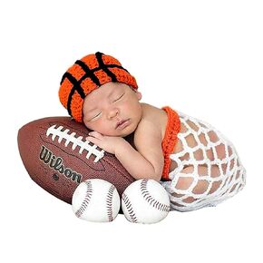 Infant Pumpkin Photography Props Crochet Costume Outfits Orange Hat+ Shorts Photo Shoot Props for 3-6 Months Newborn Baby Boy Girl
