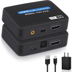 نيو كير جهاز استخراج صوت HDMI 4K عند 60 هرتز، HDMI الى HDMI + توسلينك بصري SPDIF + مخرج صوت 3.5 ملم، محول HDMI يدعم 1080P ثلاثي الابعاد متوافق مع فاير ستيك واكس بوكس واللابتوب in Kuwait