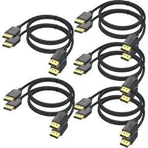 DisplayPort Cable 20-Pack, 6 Feet, Thin DP to DP 1.2 Cable Cord, [4K@60Hz, 2K@165Hz, 2K@144Hz] Display Port to Display Port Cable Braided for Computer, Laptop, Docking Station Monitor and More