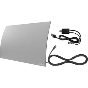 Mohu Curve - هوائي تلفزيون داخلي، نطاق 60 ميل، مضخم Jolt Switch، UHF VHF، متعدد الاتجاهات، 4K UHD، تلفزيون NEXTGEN - مع حامل أساسي، كابل بطول 10 أقدام in Kuwait