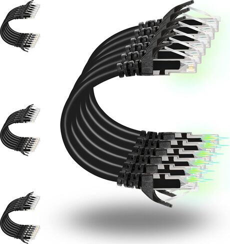 Rapink Patch Cables Cat6 10ft (24 Pack), Ethernet Patch Cable 10G, Cat 6 Patch Cable for Patch Panel to Switch, Flexiable Cat 6 Ethernet Cable with Gold Plated Black in Saudi Arabia