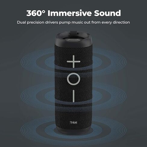 مكبر صوت بلوتوث Tribit StormBox - مكبر صوت محمول بقدرة 24 وات، صوت محيطي 360 درجة، صوت جهير محسن، اقتران لاسلكي مزدوج، مقاومة للماء IPX7، وقت تشغيل لمدة 20 ساعة، مكبر صوت لاسلكي خارجي بنطاق 66 قدمًا in Kuwait