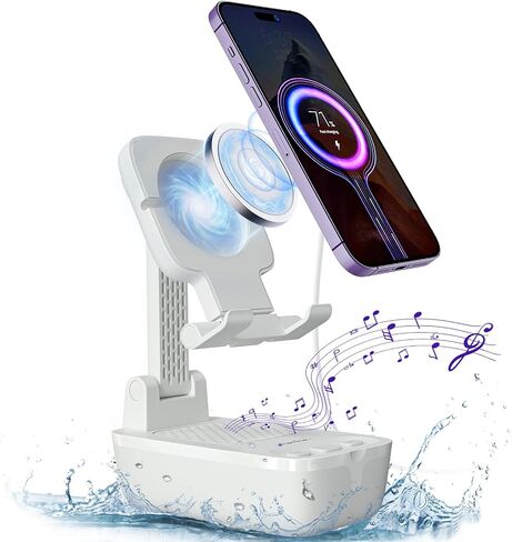 comiso IPX7 Waterproof Cell Phone Stand with Wireless Bluetooth Speaker,Anti-Slip Design Shower Phone Speaker with HD Stereo Sound, Compatible for Any Smartphones/Tablet, Unique Ideal Gifts in Kuwait