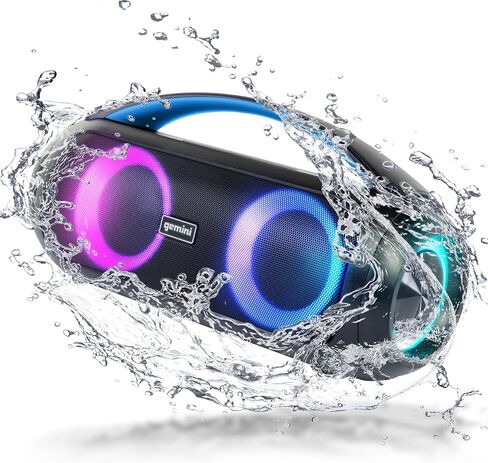 Gemini Sound GGO-230L 50W مكبر صوت بلوتوث Boombox: مكبر صوت لاسلكي محمول IPX5 مقاوم للماء مع راديو FM وإضاءة LED للحفلات وبنك الطاقة وبطارية قابلة للشحن طويلة الأمد in Saudi Arabia